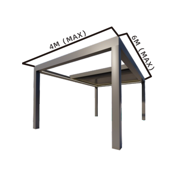 Adjustable & Retractable Louvered Pergola 4m x 6m