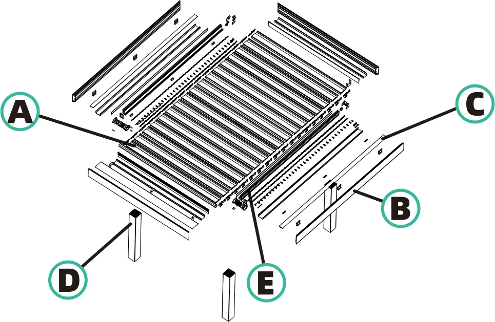 Adjustable & Retractable Louvered Pergola Main Profiles