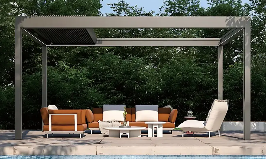 Aluminum Pergola with Adjustable & Retractable Roof