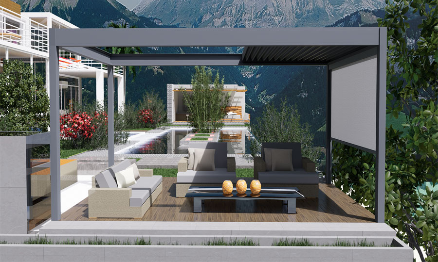 Aluminum Pergola with Retractable Roof