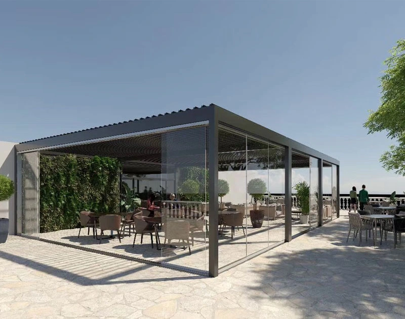 Aluminum Pergola with Sliding Doors