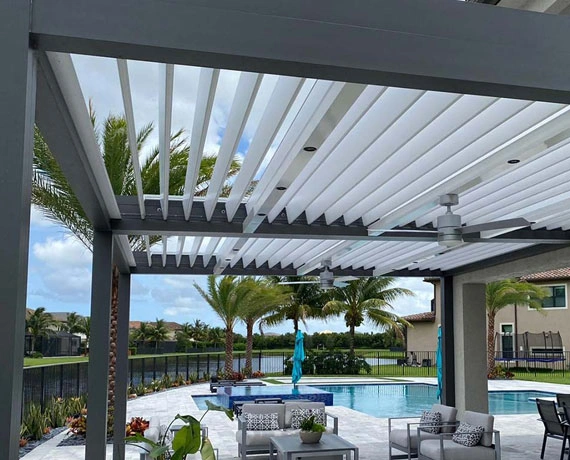 Fully Opened Adjustable Louvered Pergola