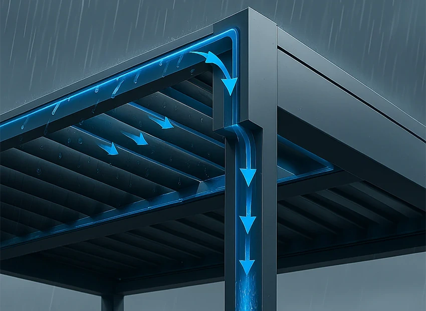 Manual Louvered Pergola Built-in Drainage System