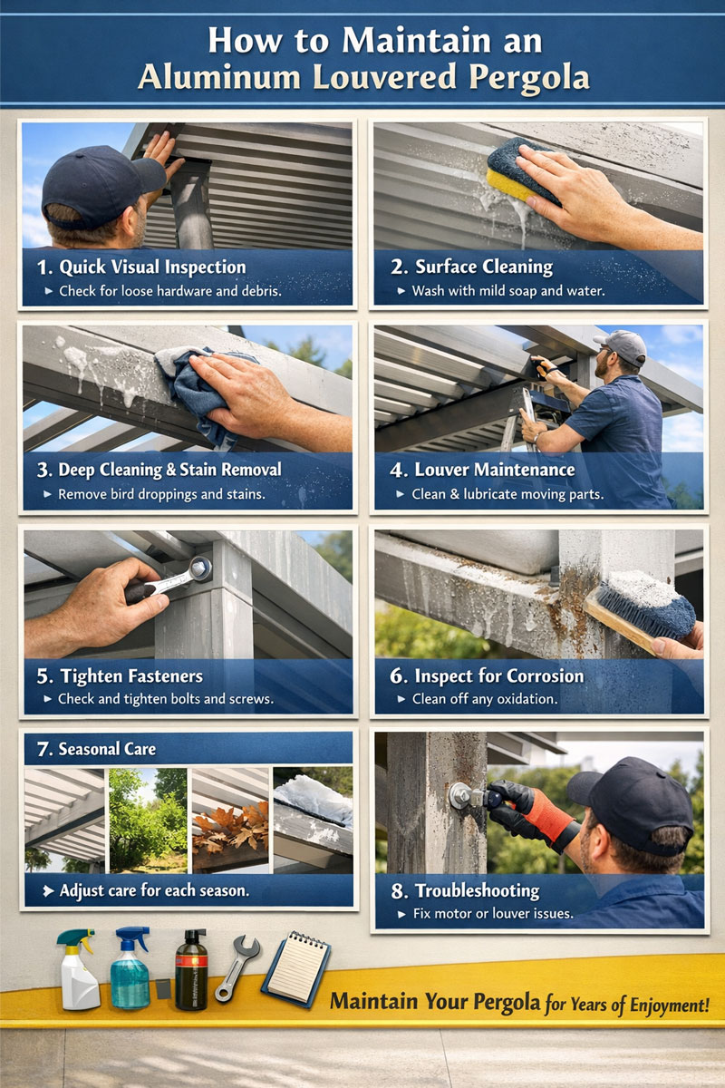Steps to Maintain Aluminum Louvered Pergolas