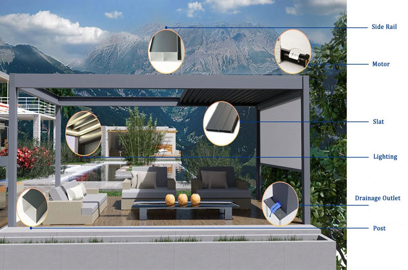 Aluminum Louvered Pergola Main Parts