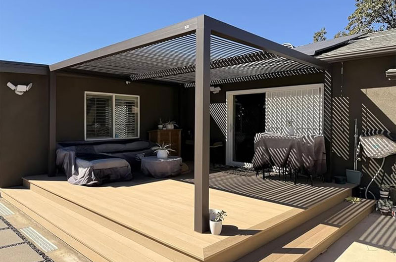 Aluminum Louvered Pergola Align with Architectural Proportions