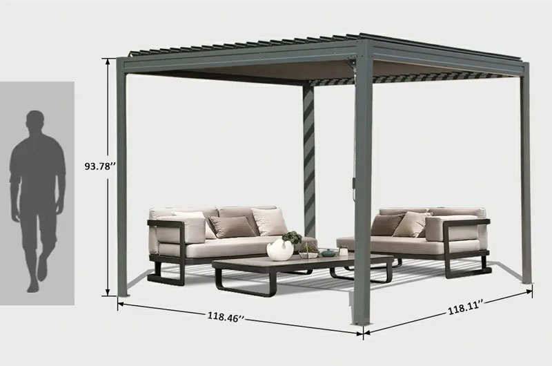 Aluminum Louvered Pergola Size